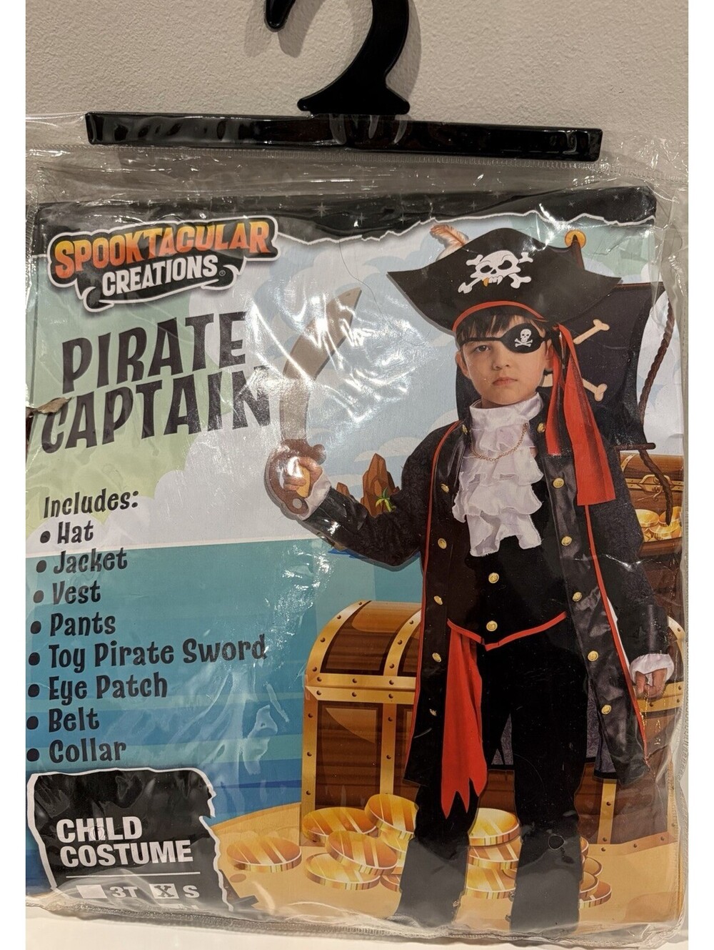 Spooktacular Creations Pirate Costume Kids S Black Red Captain Set Sword Missing